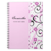 Carnet floral rose nommé fait sur commande (Devant)