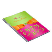 Carnet floral rose orange rose personnalisé (Côté Droit)
