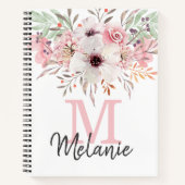Carnet floral rose rose de fille (Devant)