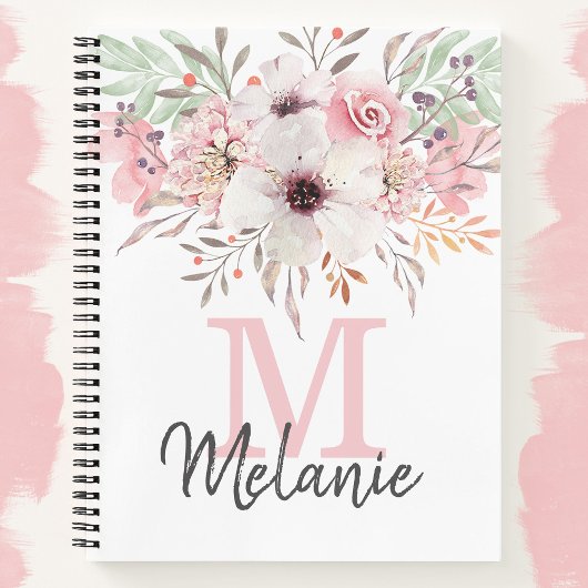 Carnet floral rose rose de fille