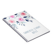 Carnet Floral rose Roses Aquarelle Nom personnalisé (Côté Droit)