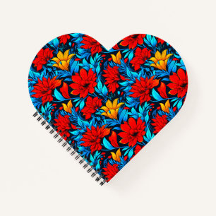 Carnet Floral Rouge jaune Fleurs Motif-13075