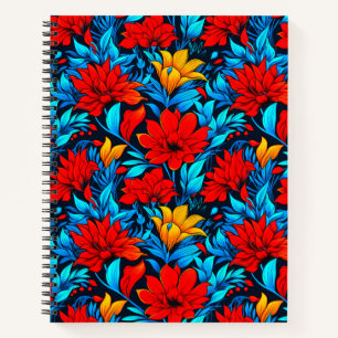 Carnet Floral Rouge jaune Fleurs Motif-13075