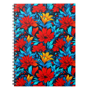 Carnet Floral Rouge jaune Fleurs Motif-13075