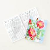 Carnet Floral Rouge Rose Bleu Buffalo Plaid Monogramme Re (Intérieur)