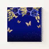 Carnet Floral Royal Blue Gold Tiara Butterfly Guest Book (Dos)