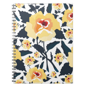 Carnet Floral sans couture motif avec roses. texti sans c