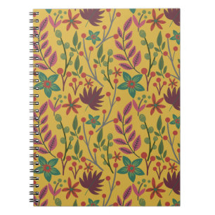 Carnet Floral sans couture motif fleurs jaunes et feuille