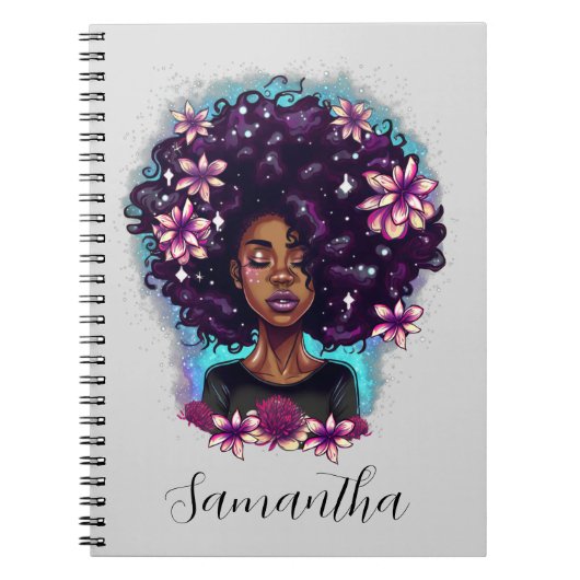 Carnet Floral Sparkling Afro Femme (Devant)