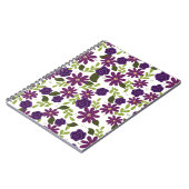 Carnet floral spiral aux fleurs violettes (Côté gauche)