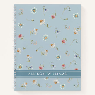 Carnet Floral Spring Dusty Blue Personnalisé