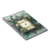 Carnet Floral Steampunk Mariage vert et argent (Côté Droit)