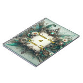 Carnet Floral Steampunk Mariage vert et argent (Côté gauche)