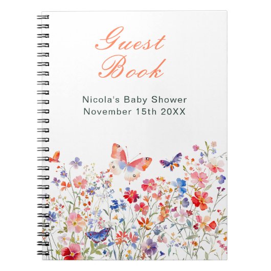 Carnet Floral Summer Butterfly Baby Shower Guest Book (Devant)