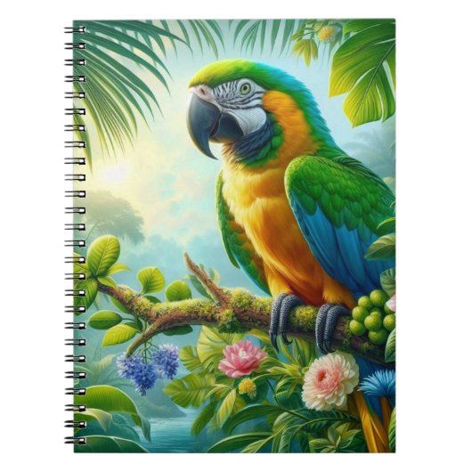 Carnet Floral tropical macaw vert (Devant)