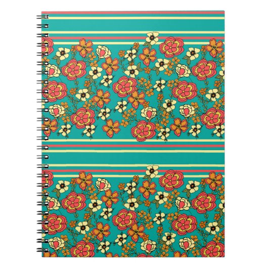 Carnet floral turquoise (Devant)