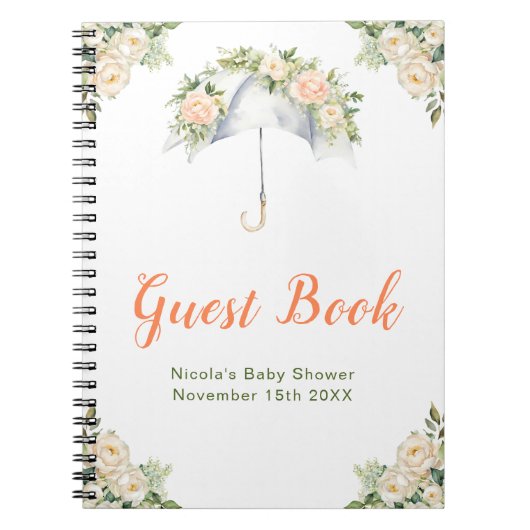 Carnet Floral Umbrella Baby Shower Guest Book (Devant)