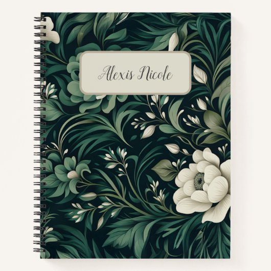 Carnet Floral vert émeraude foncé (Devant)
