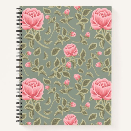Carnet Floral vert et rose (Devant)