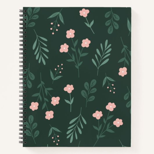 Carnet FLoral vert et rose (Devant)