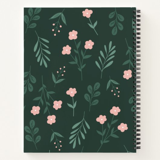 Carnet FLoral vert et rose (Dos)