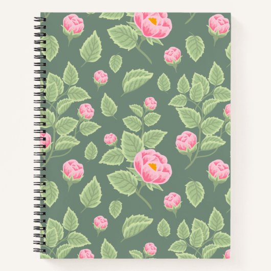 Carnet Floral vert et rose (Devant)