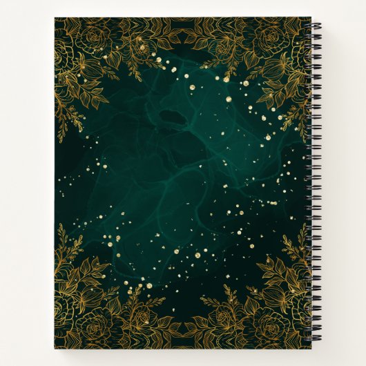 Carnet floral vert et spirale dorée (Dos)