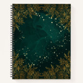 Carnet floral vert et spirale dorée (Devant)