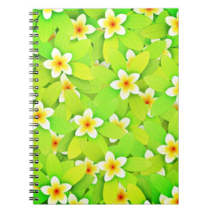 Carnet Floral Vert Feuille Fleurs Jaunes Motif