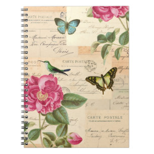 Carnet floral vintage avec des roses et des