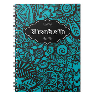 Carnet floral vintage de motif de turquoise rétro