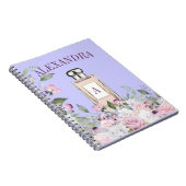 Carnet Floral Violet Parfum Bouteille Joli Monogramme (Côté Droit)