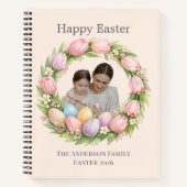 Carnet Floral Wreath & Family Photo Personalized Easter (Devant)