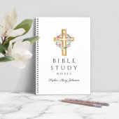 Carnet Floral Wreath Religion Cross Bible Study