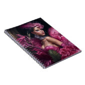 Carnet Florales et plumes de cabaret roses (Côté Droit)