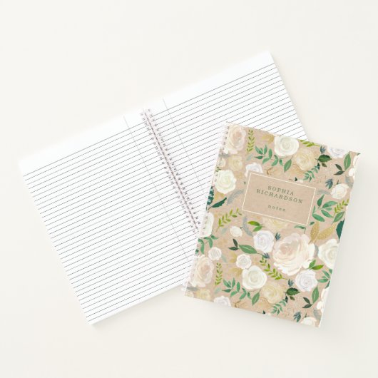 Carnet Flore blanche rustique et tendance sur Kraft Look (Intérieur)