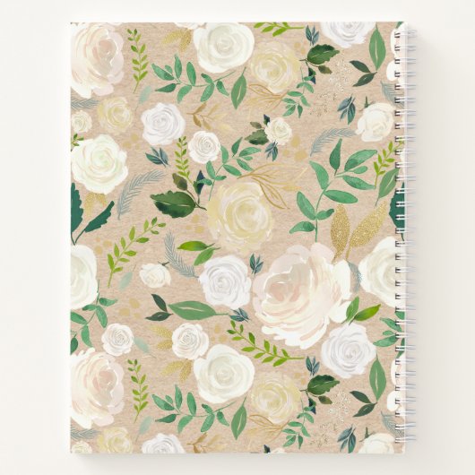 Carnet Flore blanche rustique et tendance sur Kraft Look (Dos)