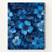 Carnet Flore bleu tendance Nom personnalisé Keepsaké Carn (Dos)