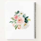 Carnet Flore d'aquarelle féminine Rose floue avec nom (Dos)