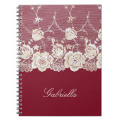 Carnet Flore de dentelle blanche à crème rouge (Devant)