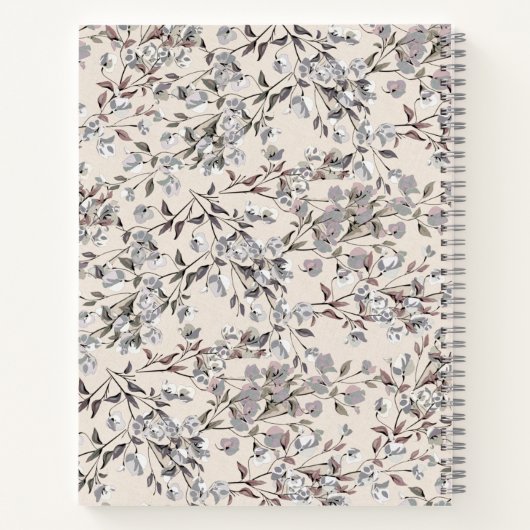 Carnet Flore de lin beige | Initiales Monogrammes (Dos)