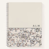 Carnet Flore de lin beige | Initiales Monogrammes (Devant)