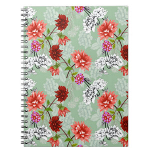 Carnet Flore de printemps vert : main tirée