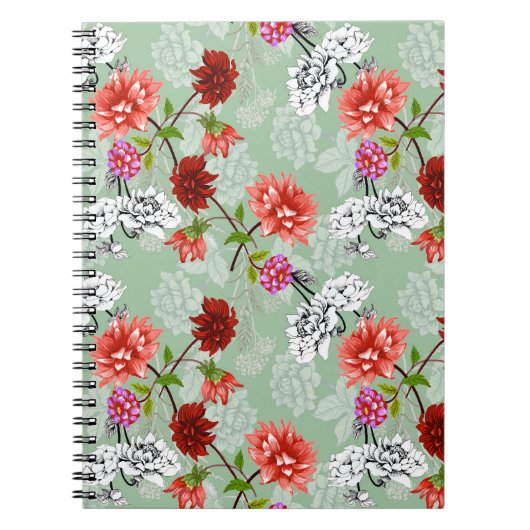 Carnet Flore de printemps vert : main tirée (Devant)