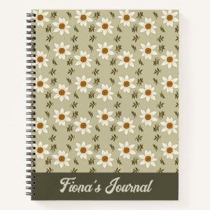 Carnet Flore décorative en blanc et beige