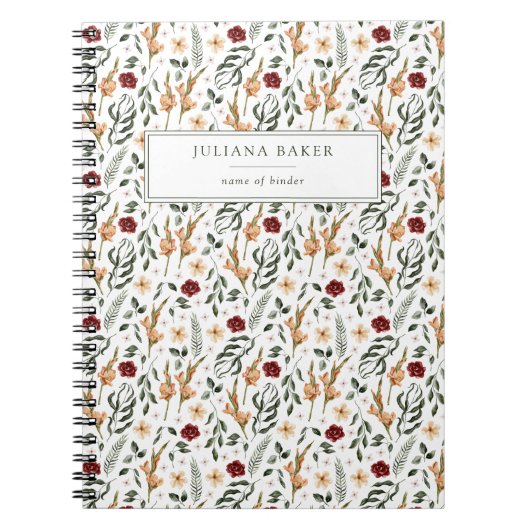 Carnet Flore délicate personnalisée (Devant)