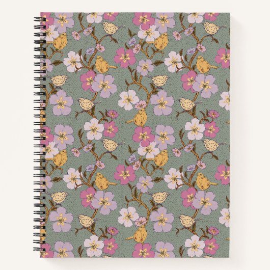 Carnet Flore et oiseaux de sentier à Whimsical - Vert Sag (Devant)