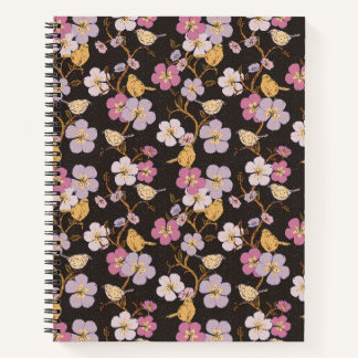 Carnet Flore et oiseaux de traînée à Whimsical - Noir/Gri