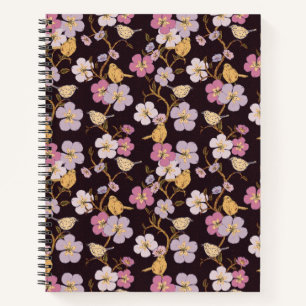 Carnet Flore et Oiseaux de traînée à Whimsical - Noir/Rou