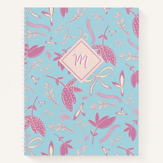 Carnet Flore et vaches bleues délicates (Devant)